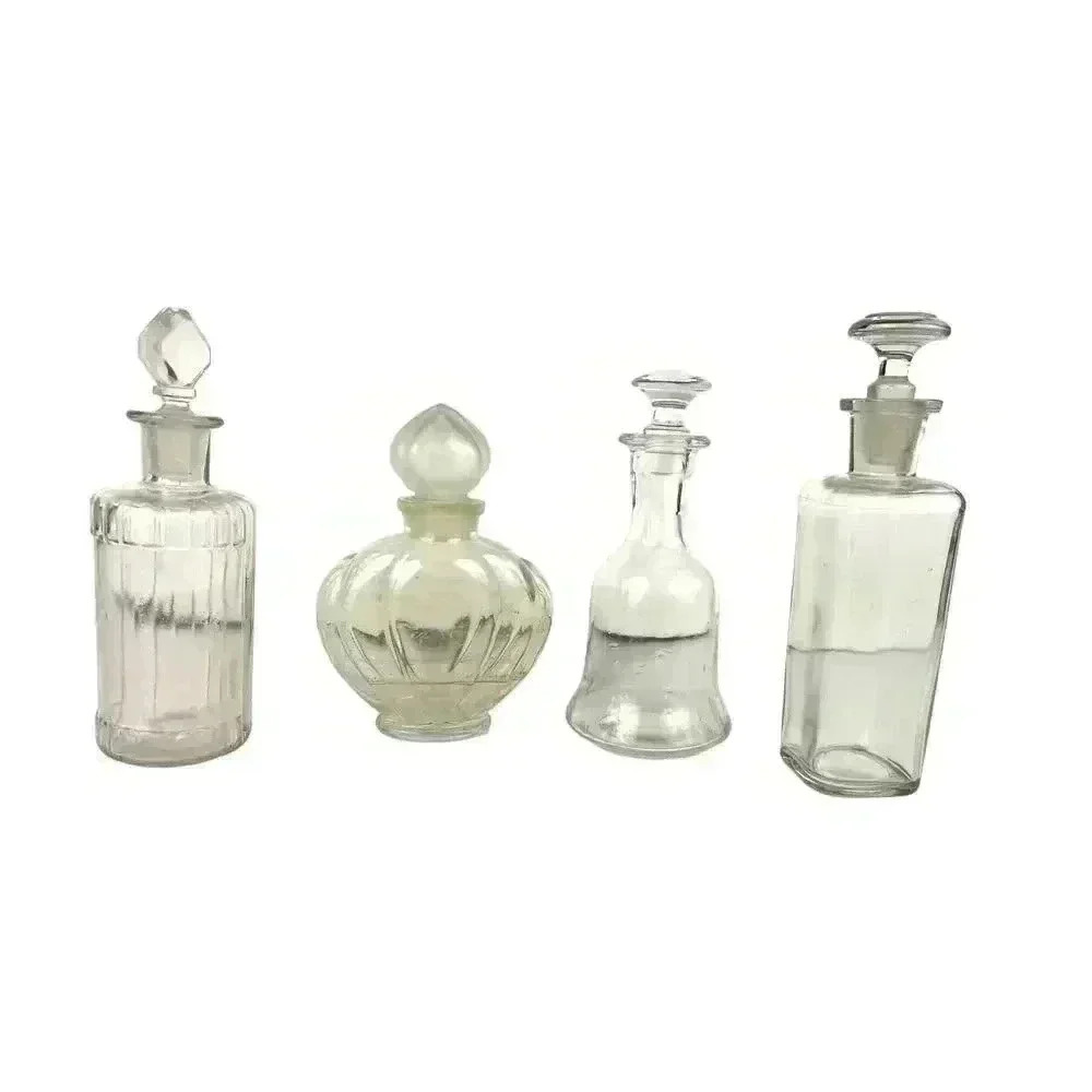 VTG‎ Lot of 4 Clear Glass Apothecary Perfume Bottle Decanter EMPTY Bell Shaped